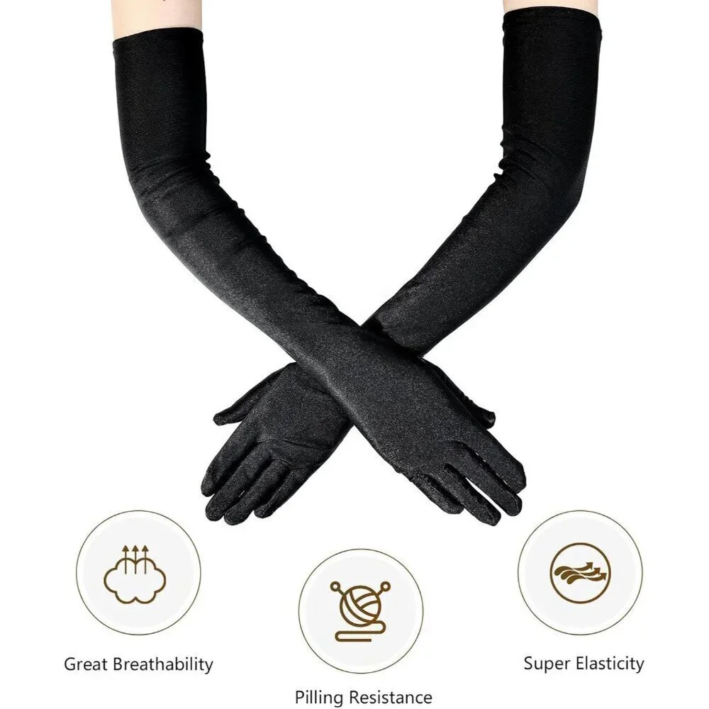 Women Flapper Costume Accessories Set Vintage 1920s Headband Earrings Gloves Pea
